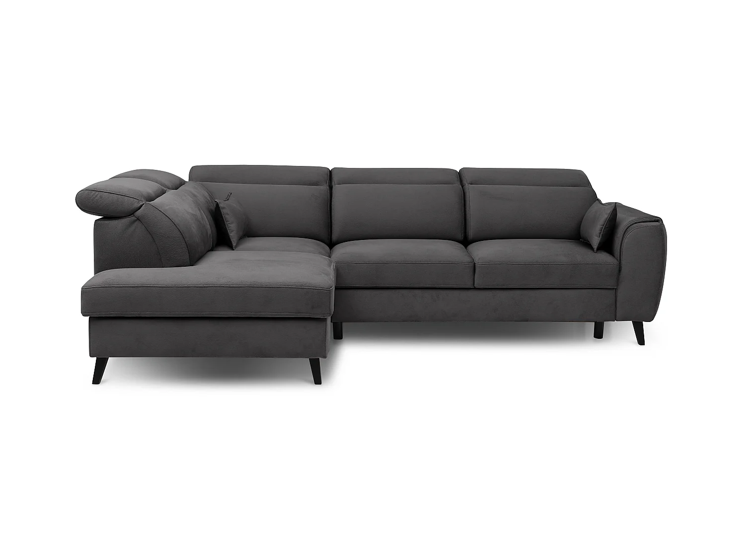 Canapé d'angle gauche convertible tissu gris anthracite Noblesse 255cm