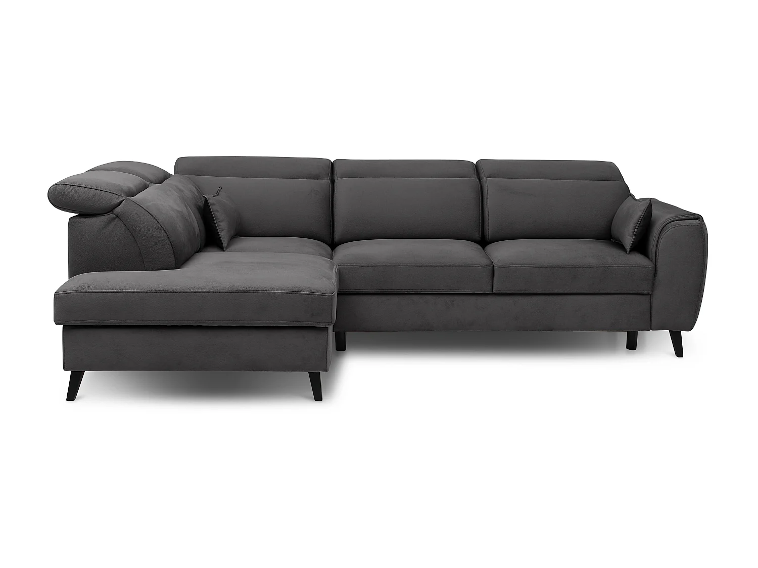 Canapé d'angle gauche convertible tissu gris anthracite Noblesse 255cm