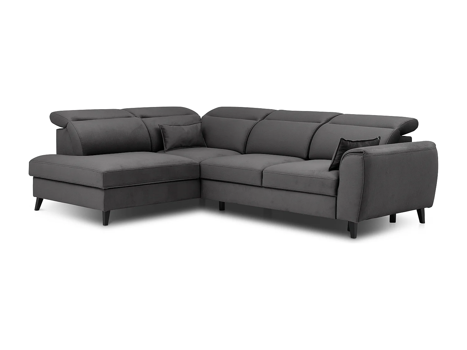 Canapé d'angle gauche convertible tissu gris anthracite Noblesse 255cm