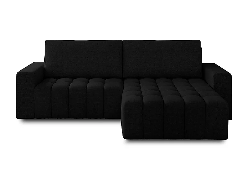 Canapé convertible design tissu matelassé noir angle droit Bozen 250cm