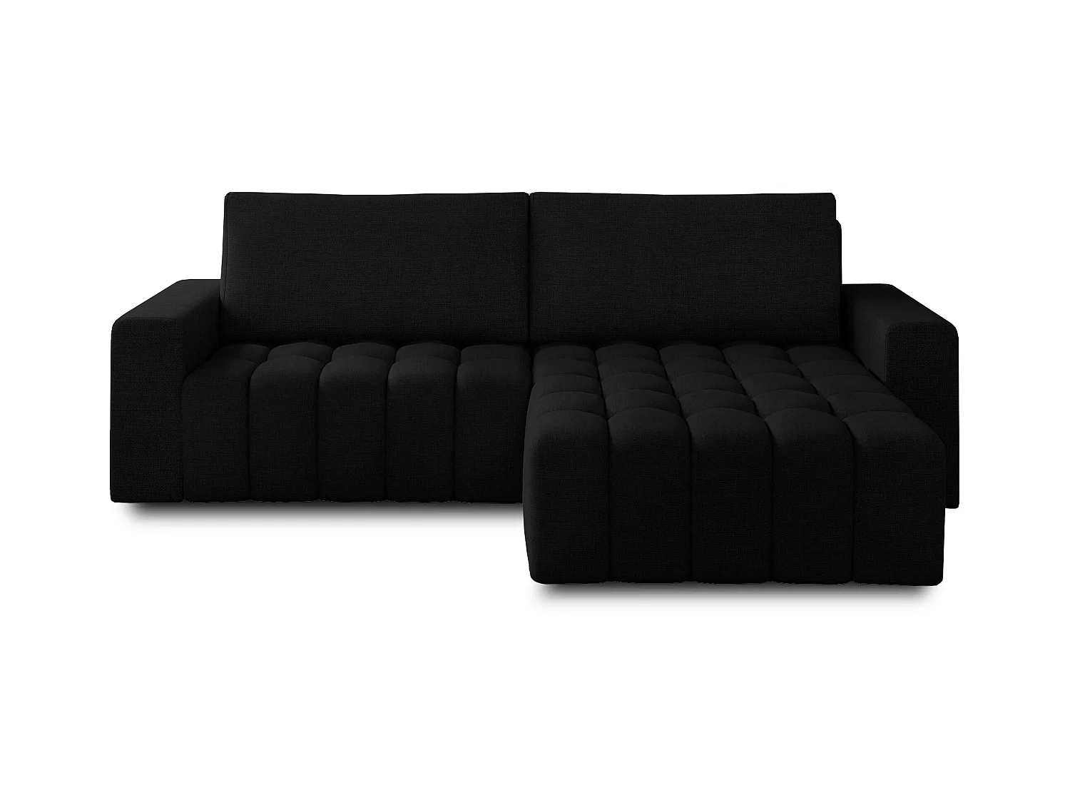 Canapé convertible design tissu matelassé noir angle droit Bozen 250cm