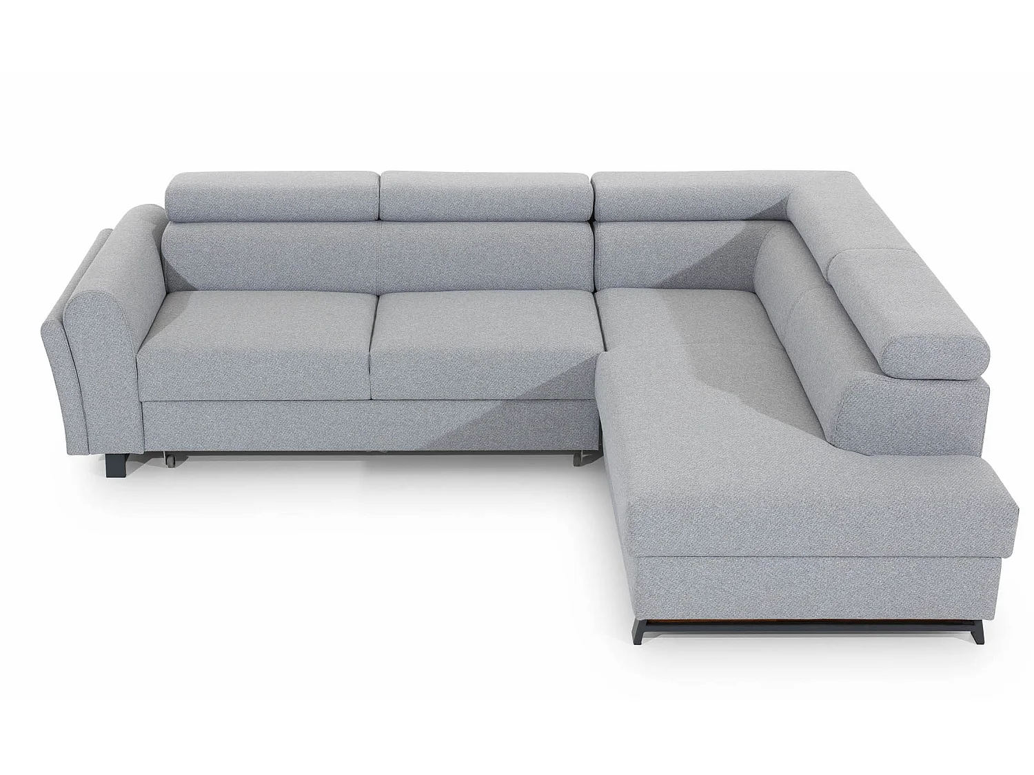 Canapé angle droit convertible tissu beige avec têtières réglables Nikos 265cm