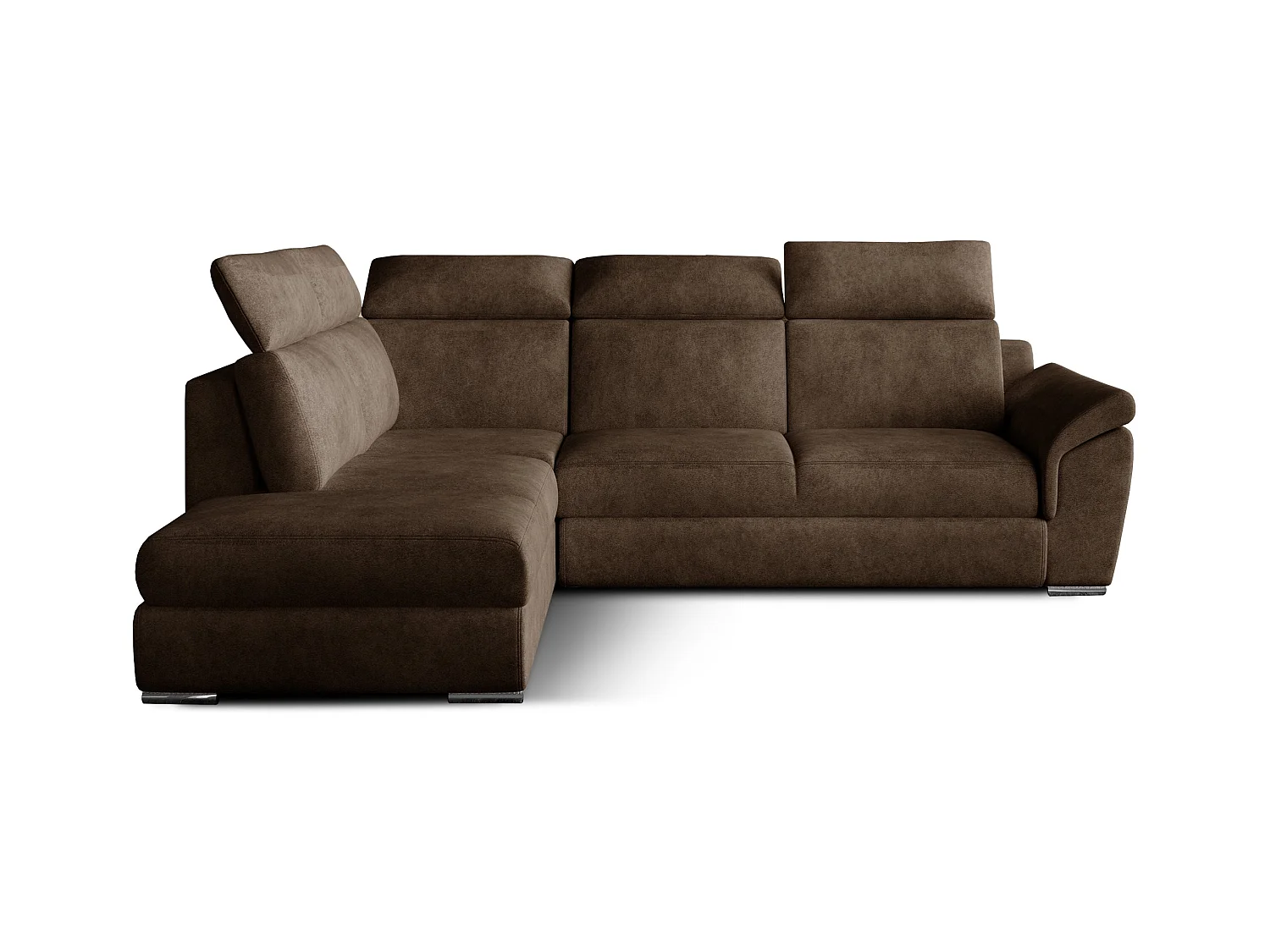 Canapé angle gauche convertible tissu marron avec appuis-tête réglables Kepita 260cm