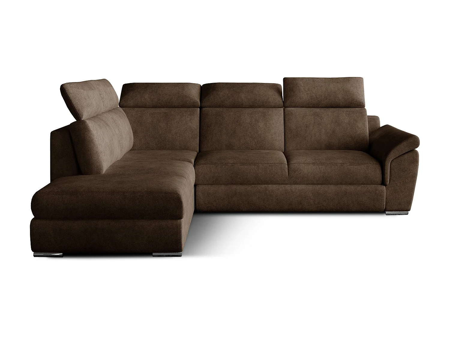 Canapé angle gauche convertible tissu marron avec appuis-tête réglables Kepita 260cm