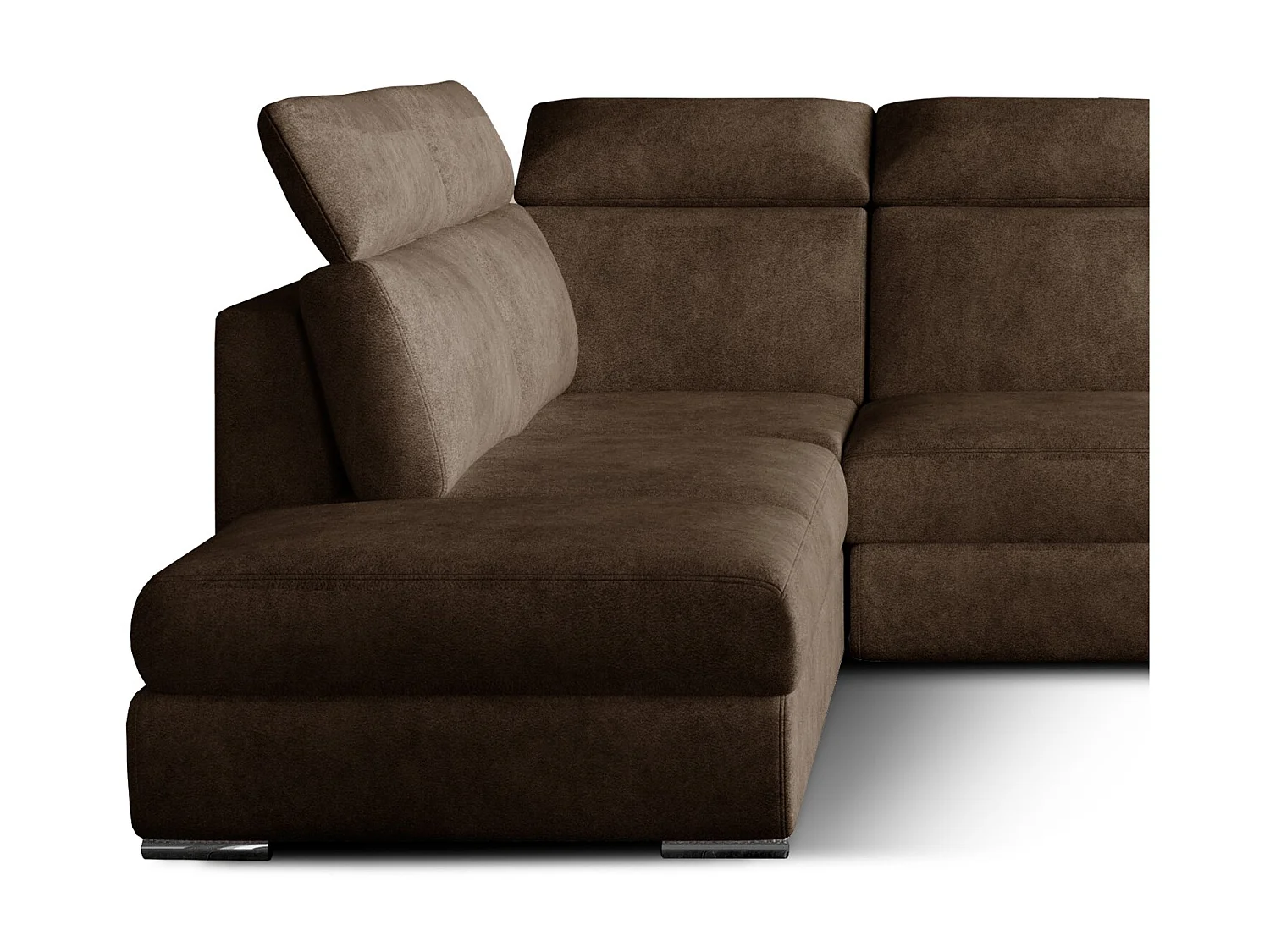 Canapé angle gauche convertible tissu marron avec appuis-tête réglables Kepita 260cm