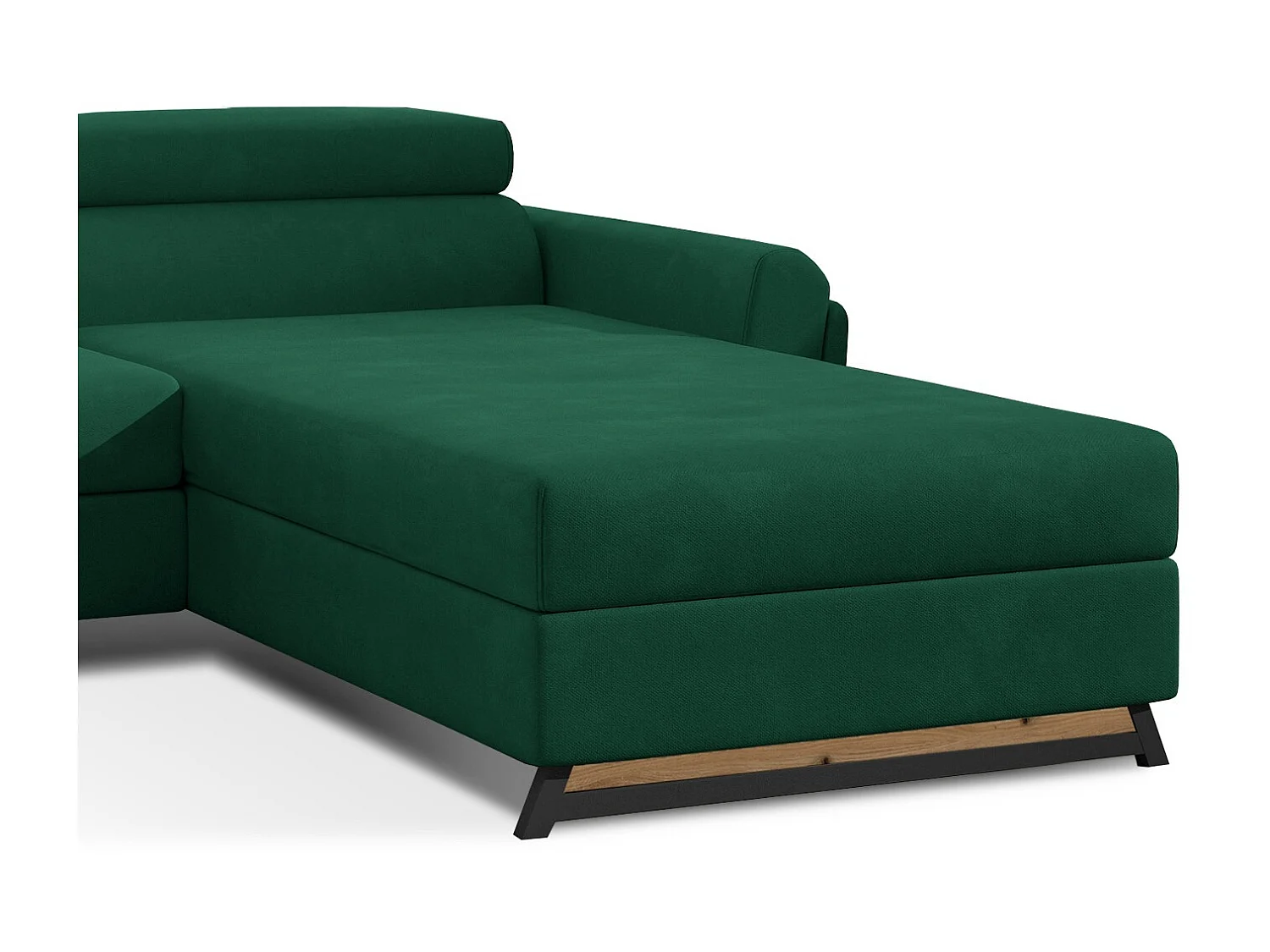 Canapé angle droit convertible velours vert bouteille avec appuis-tête réglables Mazerali 300cm
