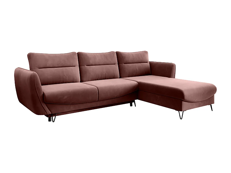 Canapé d'angle droit convertible tissu rouille Zurik 276cm