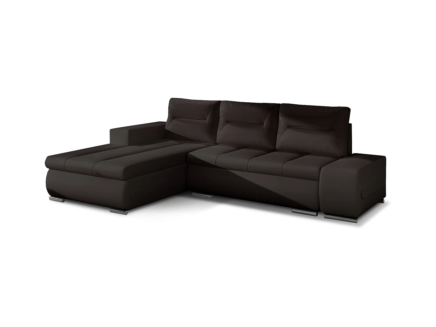 Canapé d'angle gauche convertible simili cuir marron Waker 275cm
