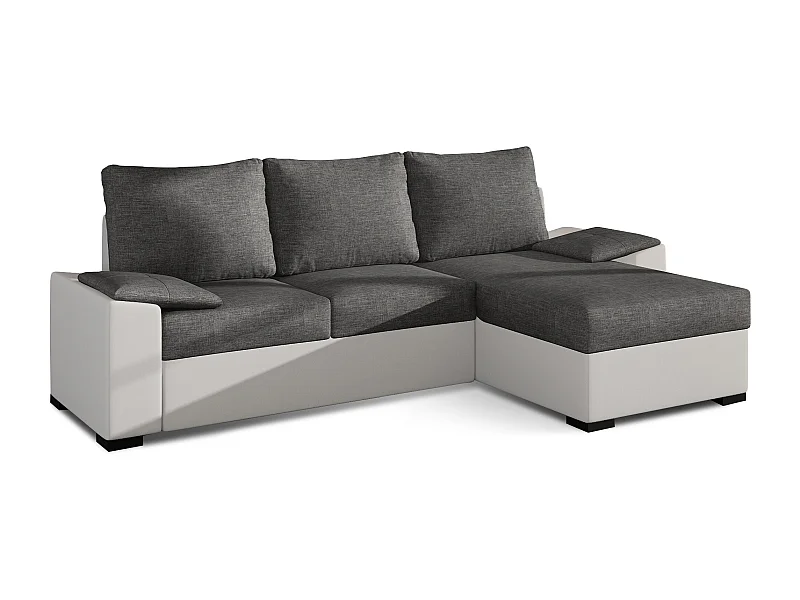 Canapé angle convertible et réversible simili blanc et tissu gris foncé Luzo 245cm