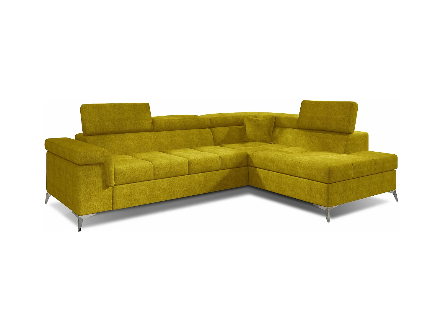 Canapé convertible d'angle droit tissu jaune moutarde Marido 275cm