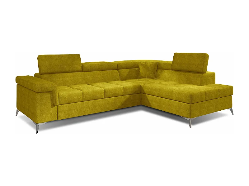 Canapé convertible d'angle droit tissu jaune moutarde Marido 275cm