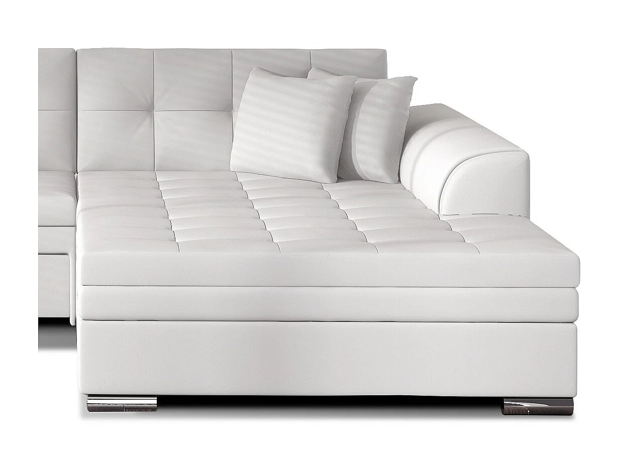 Canapé d'angle droit convertible 4 places simili blanc Looka 295cm