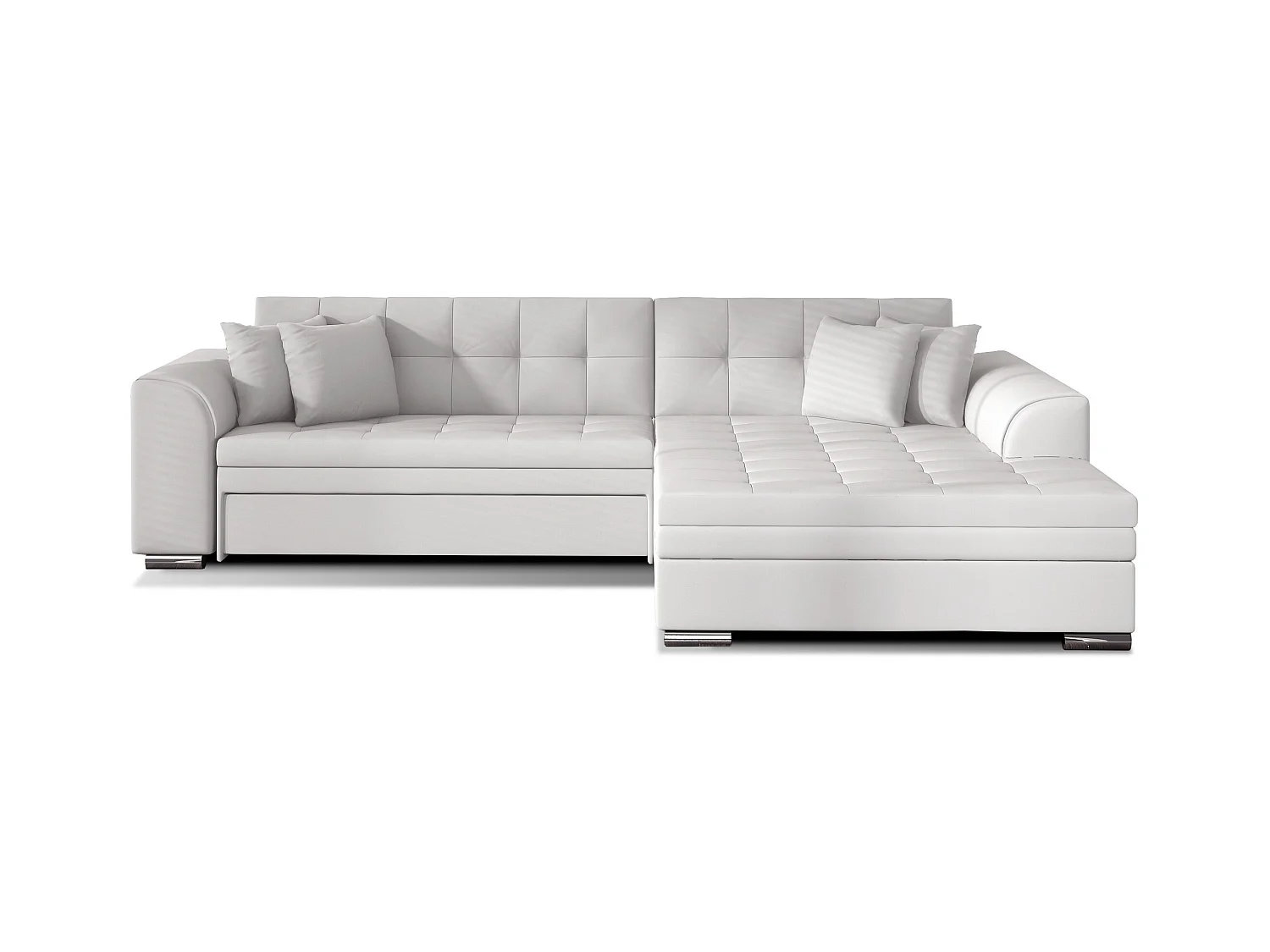 Canapé d'angle droit convertible 4 places simili blanc Looka 295cm