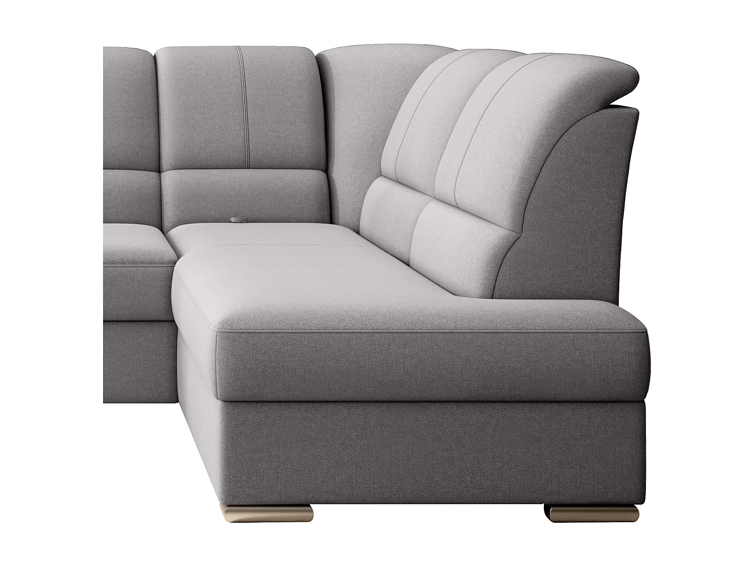 Canapé angle droit convertible tissu gris clair et pieds acier chromé Zabor 270cm