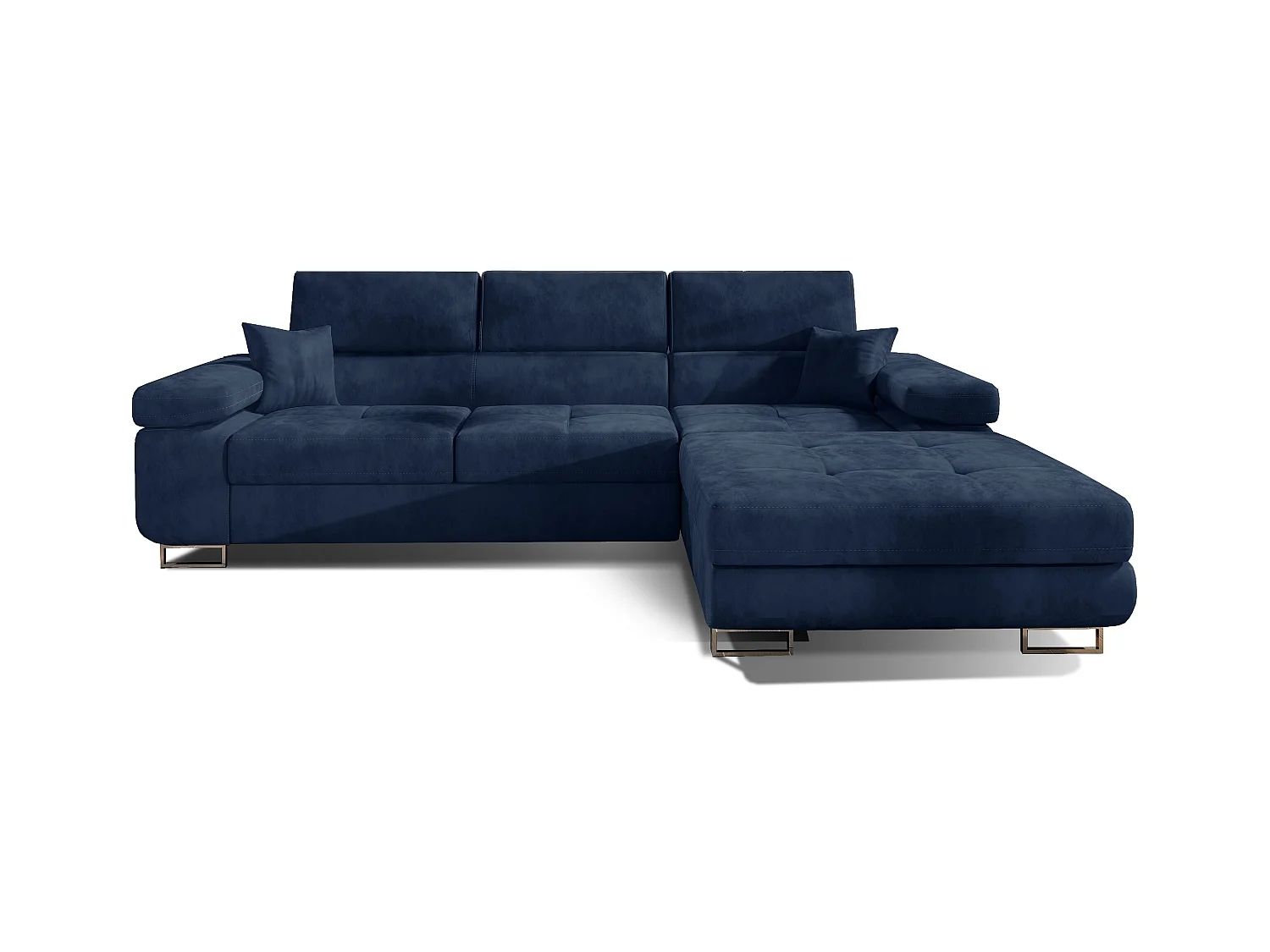 Canapé convertible d'angle droit velours bleu marine avec rangement Wile 280cm