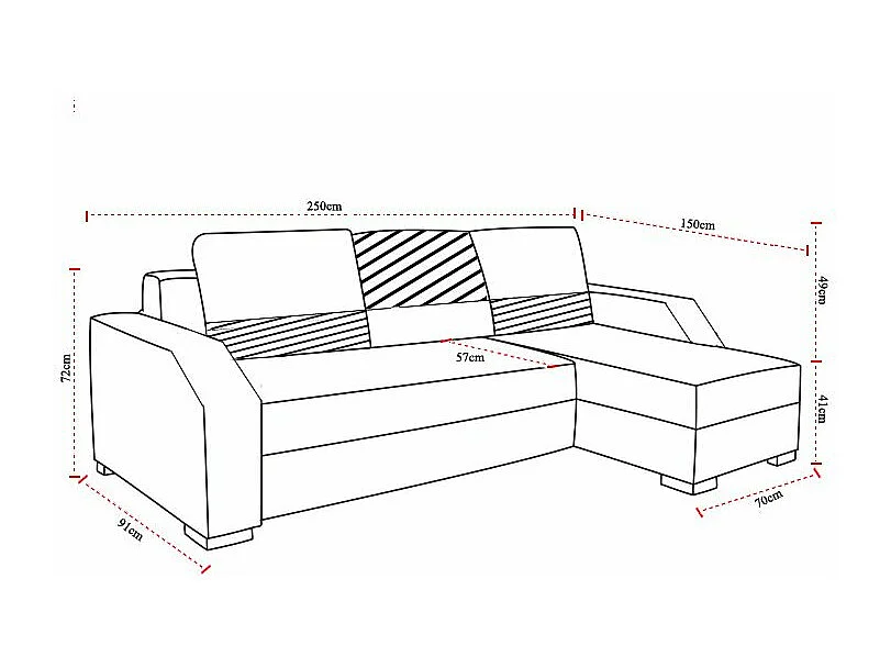 Canapé convertible angle réversible design tissu noir et simili cuir blanc Zarky 250cm