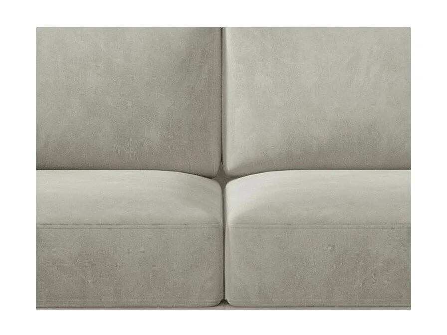 Canapé convertible 3-4 places velours beige clair et pieds métal noir Zora 250cm