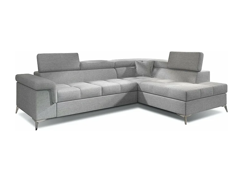 Canapé d'angle droit convertible tissu gris clair Marido 275cm