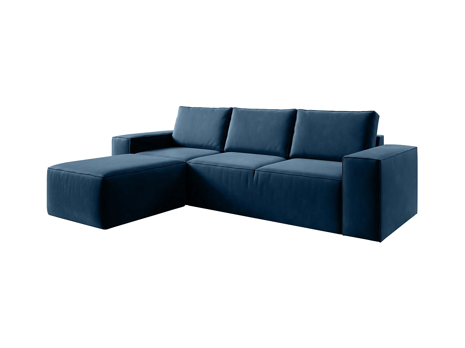 Canapé d'angle gauche convertible moderne tissu bleu foncé Willace 302cm