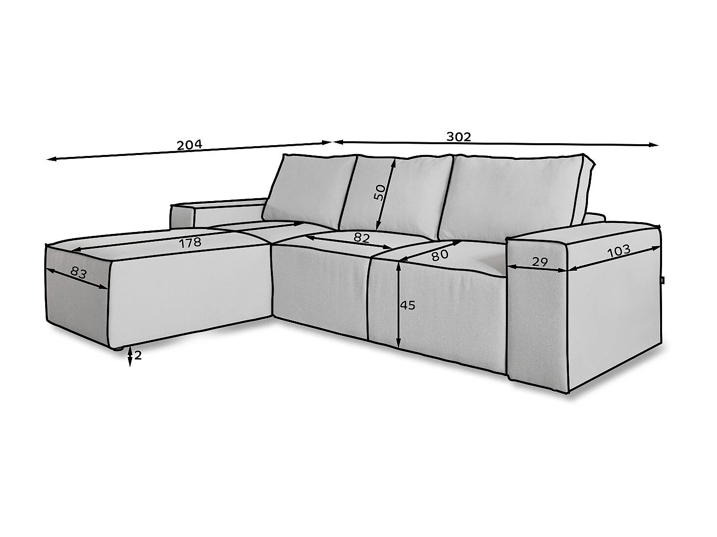 Canapé d'angle gauche convertible moderne tissu bleu foncé Willace 302cm