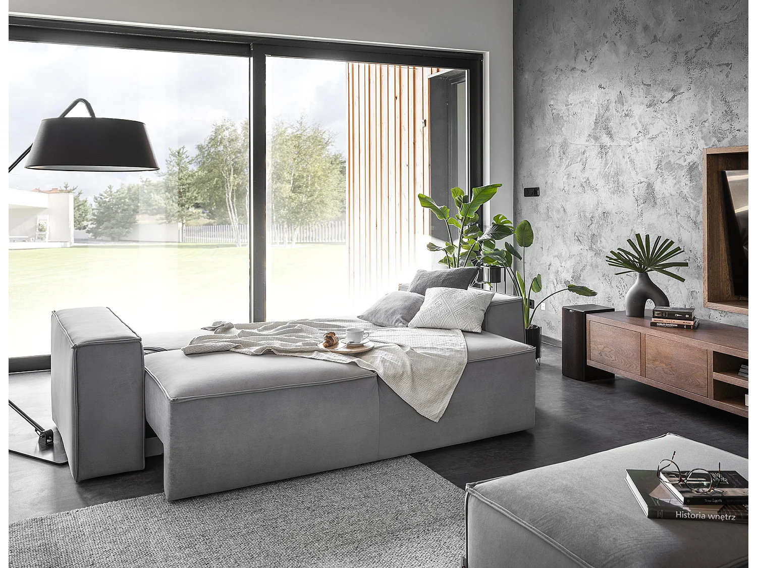 Canapé convertible 4 places tissu marron foncé Willace 260cm