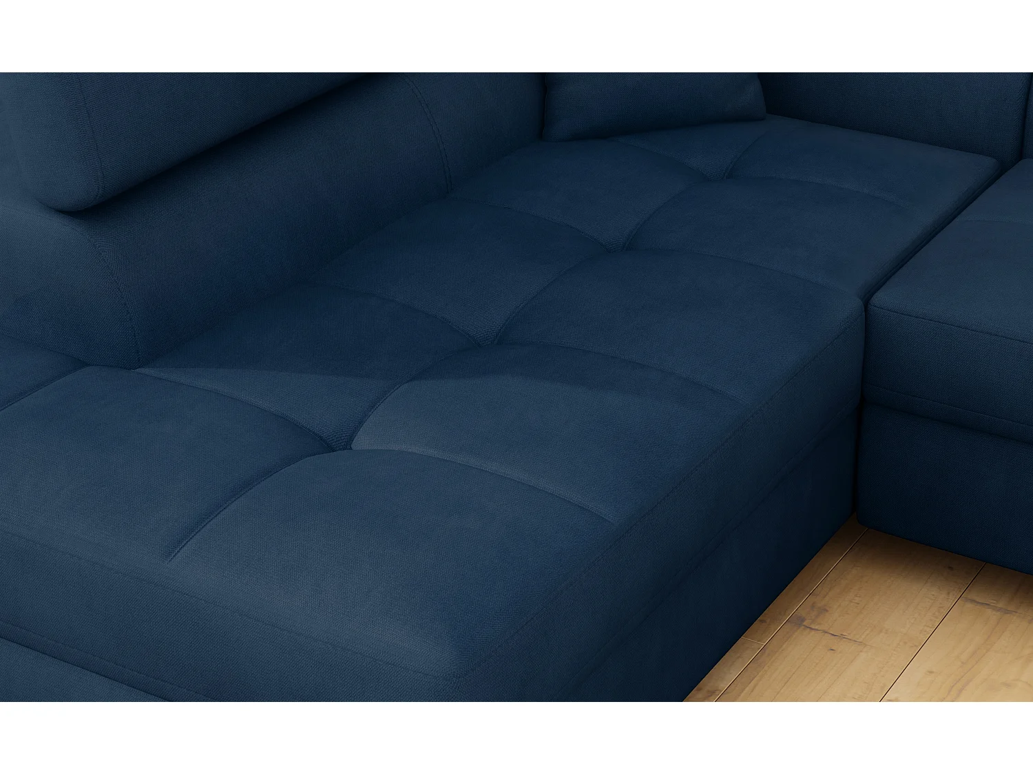 Canapé d'angle gauche convertible velours bleu marine Marka 275cm