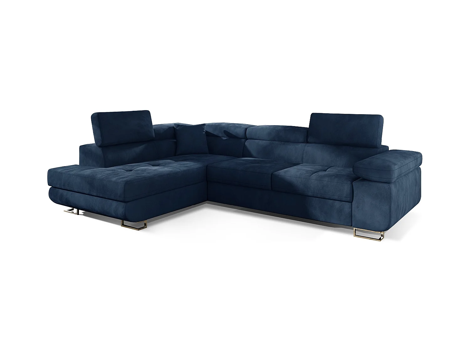 Canapé d'angle gauche convertible velours bleu marine Marka 275cm