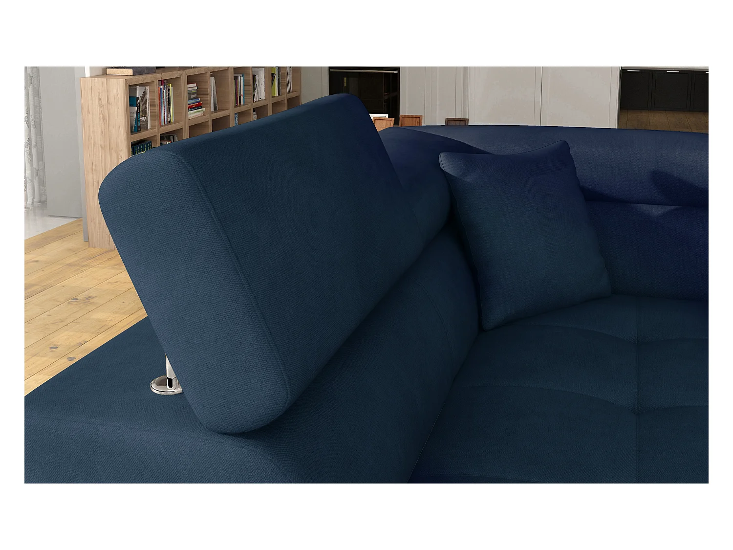 Canapé d'angle gauche convertible velours bleu marine Marka 275cm