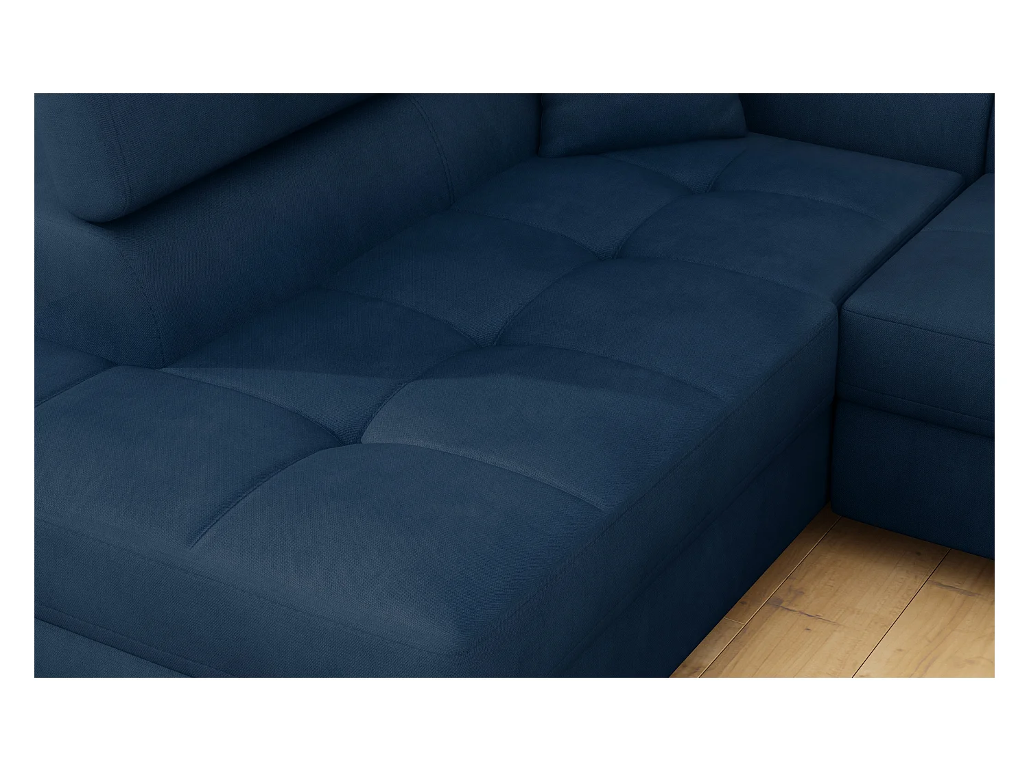 Canapé d'angle gauche convertible velours bleu marine Marka 275cm