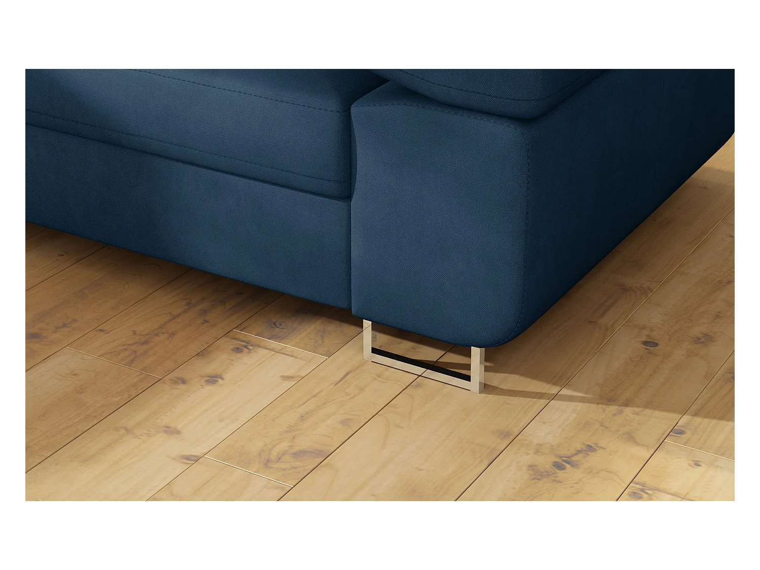 Canapé d'angle gauche convertible velours bleu marine Marka 275cm