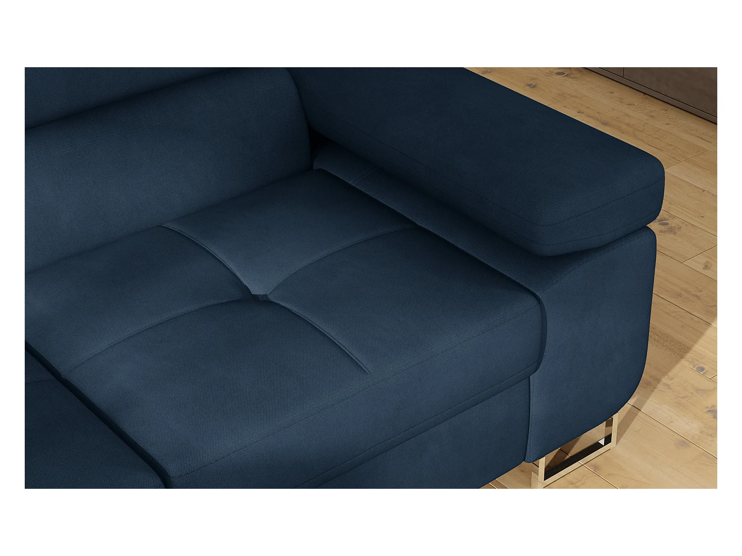 Canapé d'angle gauche convertible velours bleu marine Marka 275cm