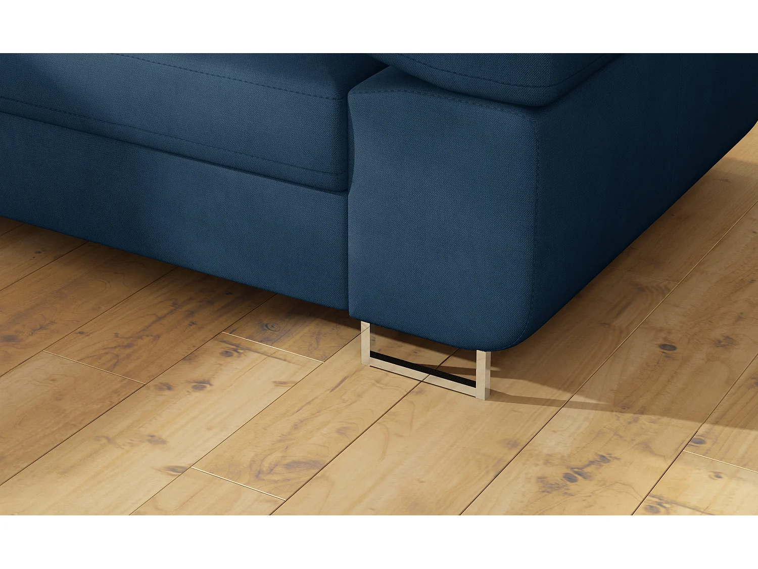 Canapé d'angle gauche convertible velours bleu marine Marka 275cm