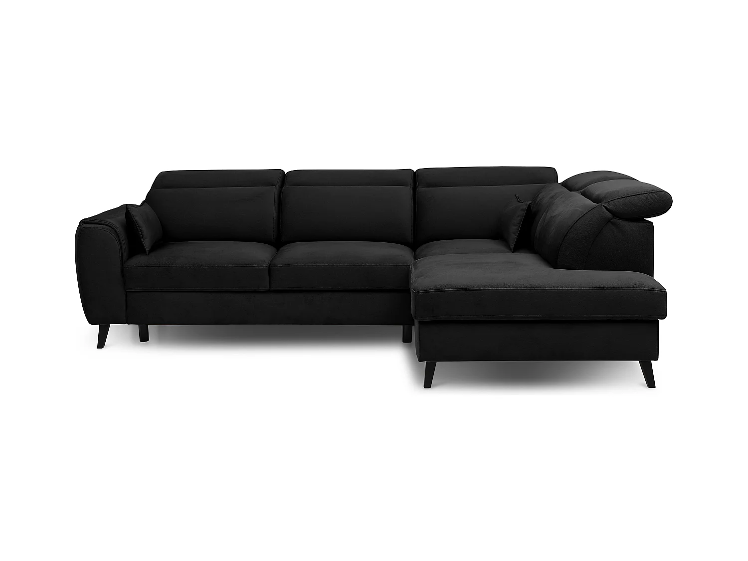 Canapé d'angle droit convertible tissu noir Noblesse 255cm