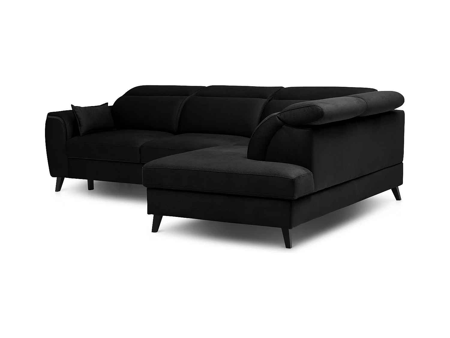 Canapé d'angle droit convertible tissu noir Noblesse 255cm