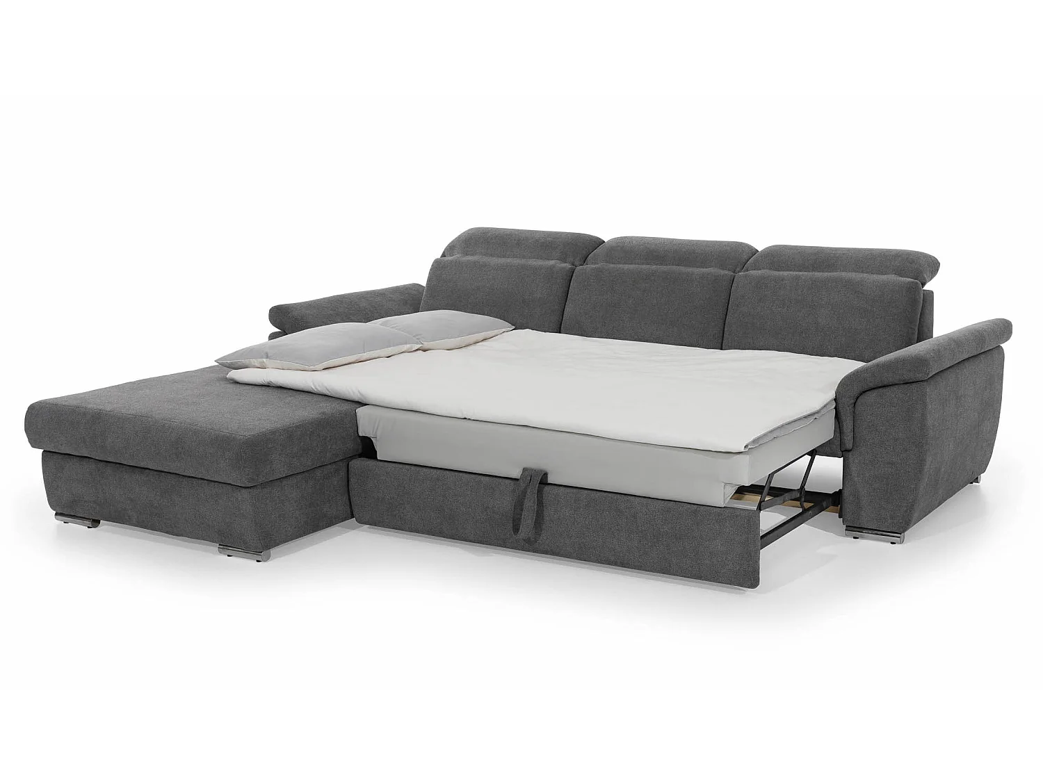 Canapé convertible d'angle gauche simili cuir noir Suzy 272cm