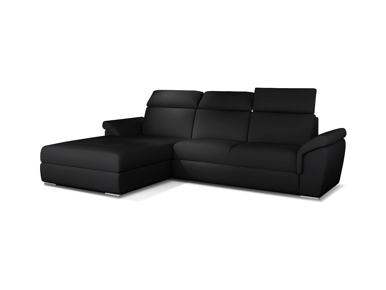 Canapé convertible d'angle gauche simili cuir noir Suzy 272cm