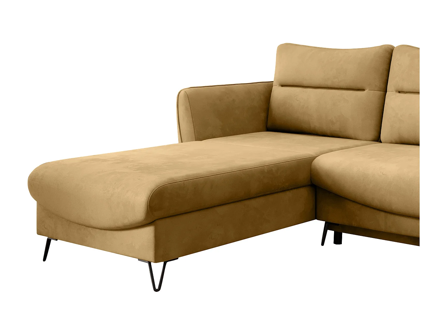 Canapé d'angle gauche convertible tissu doux jaune Zurik 276cm