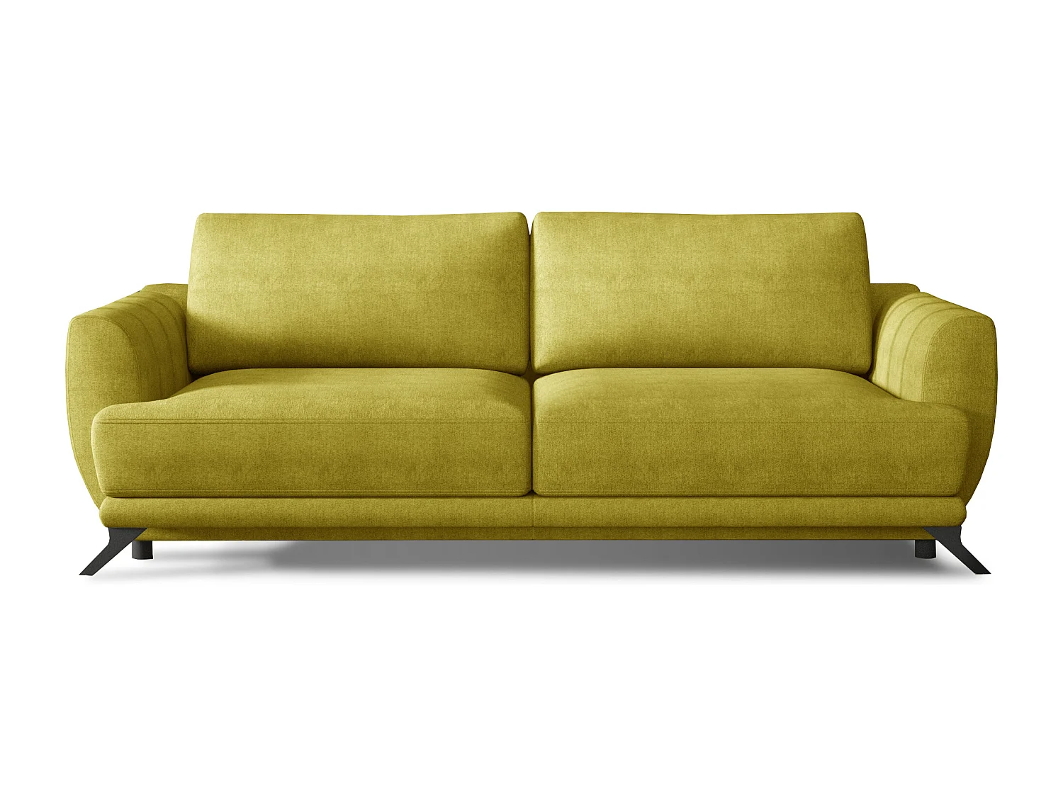 Canapé convertible 3-4 places tissu jaune et pieds métal noir Zora 250cm