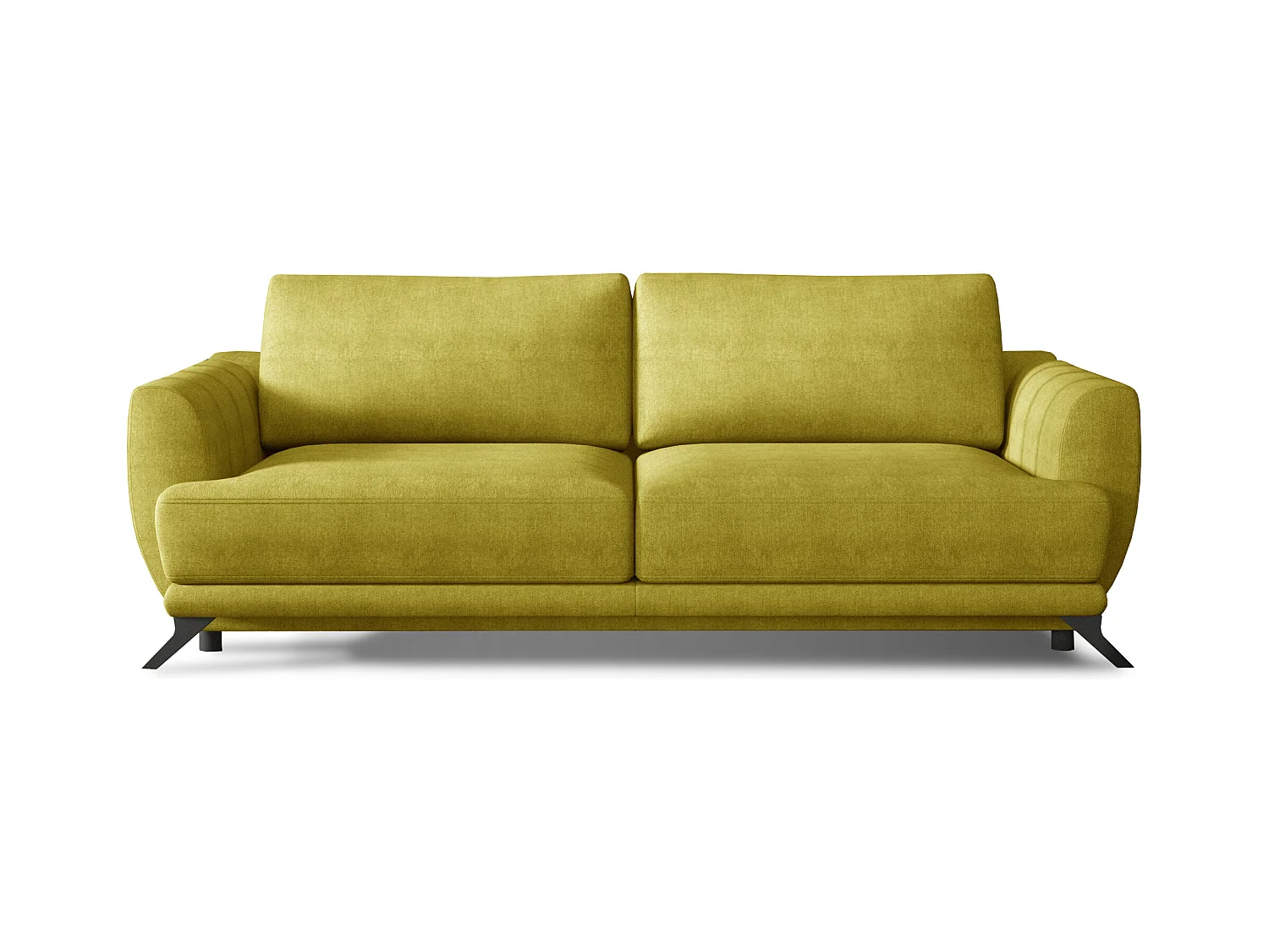 Canapé convertible 3-4 places tissu jaune et pieds métal noir Zora 250cm