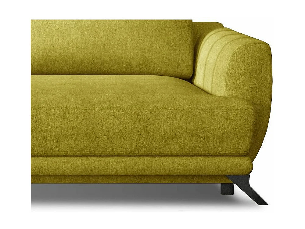 Canapé convertible 3-4 places tissu jaune et pieds métal noir Zora 250cm