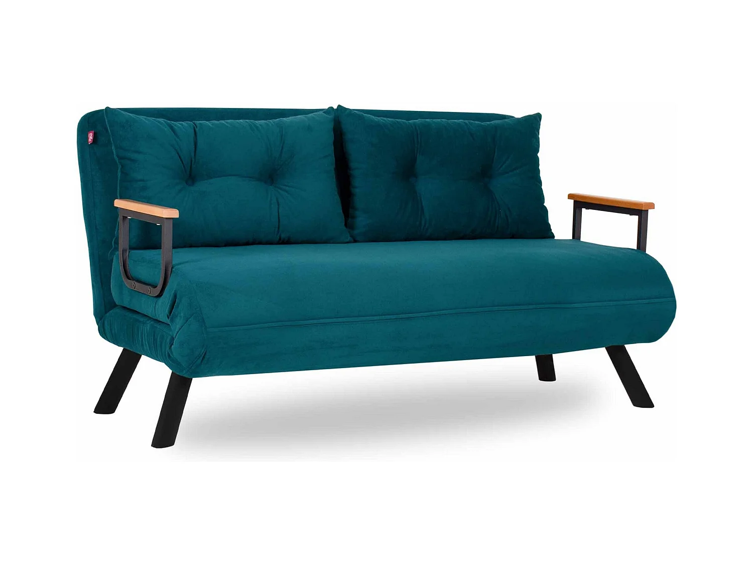 Canapé convertible tissu Sylvano-Couleur Bleu canard-2 places