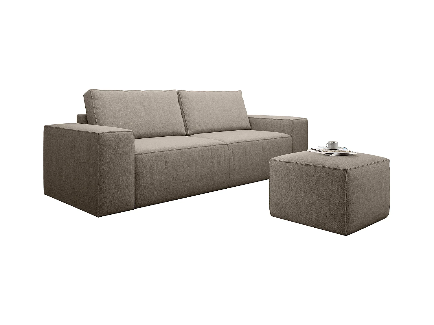 Canapé convertible 4 places tissu marron clair Willace 260cm
