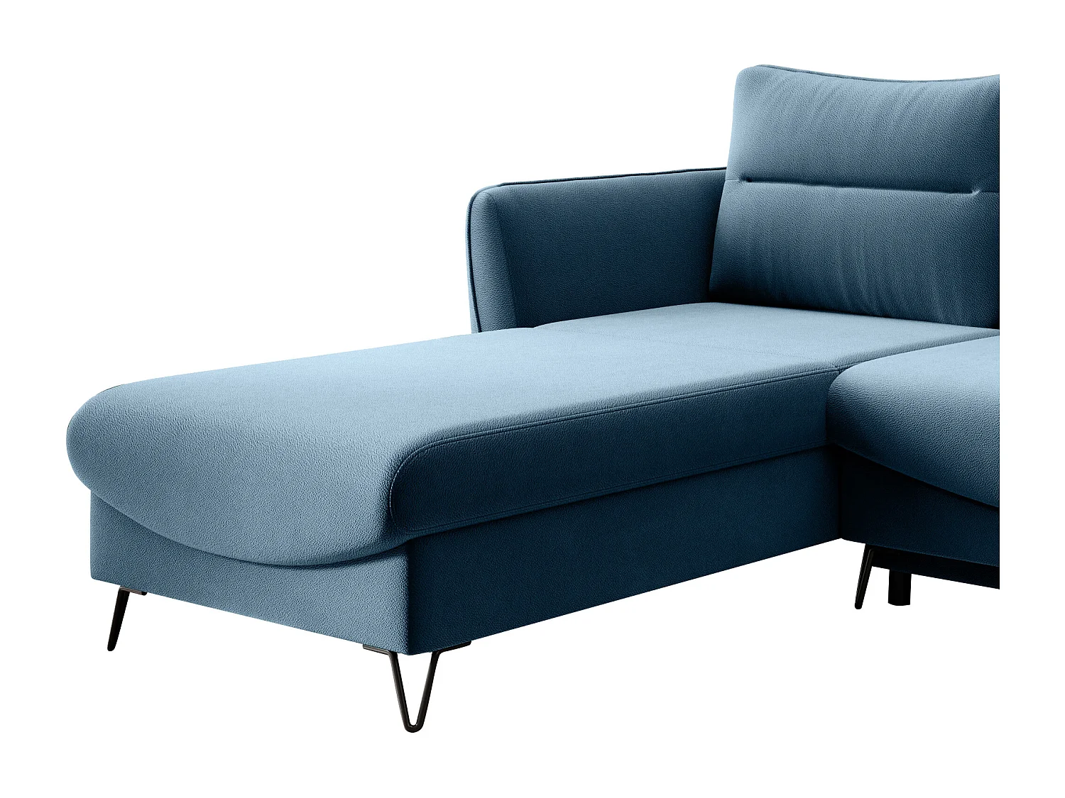 Canapé d'angle gauche convertible tissu bleu canard Zurik 276cm