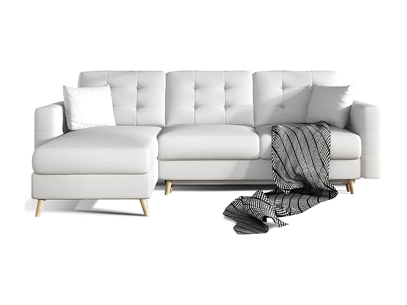 Canapé d'angle réversible et convertible simili cuir blanc Anska 250cm