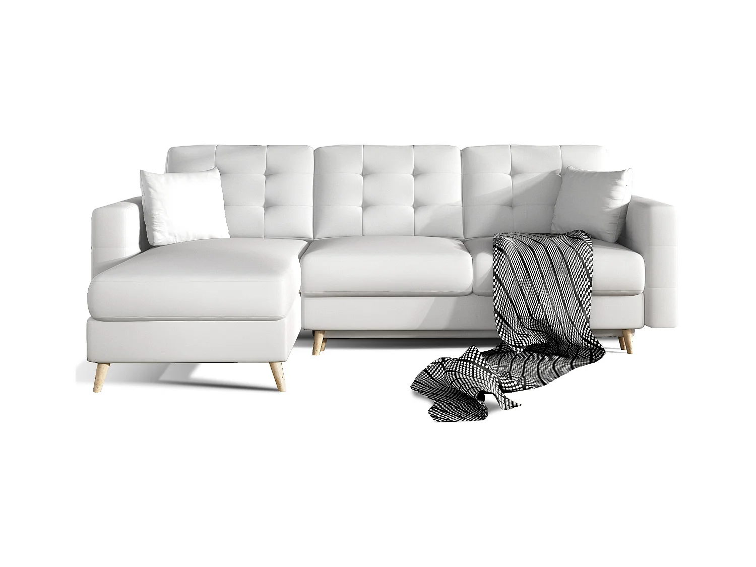 Canapé d'angle réversible et convertible simili cuir blanc Anska 250cm