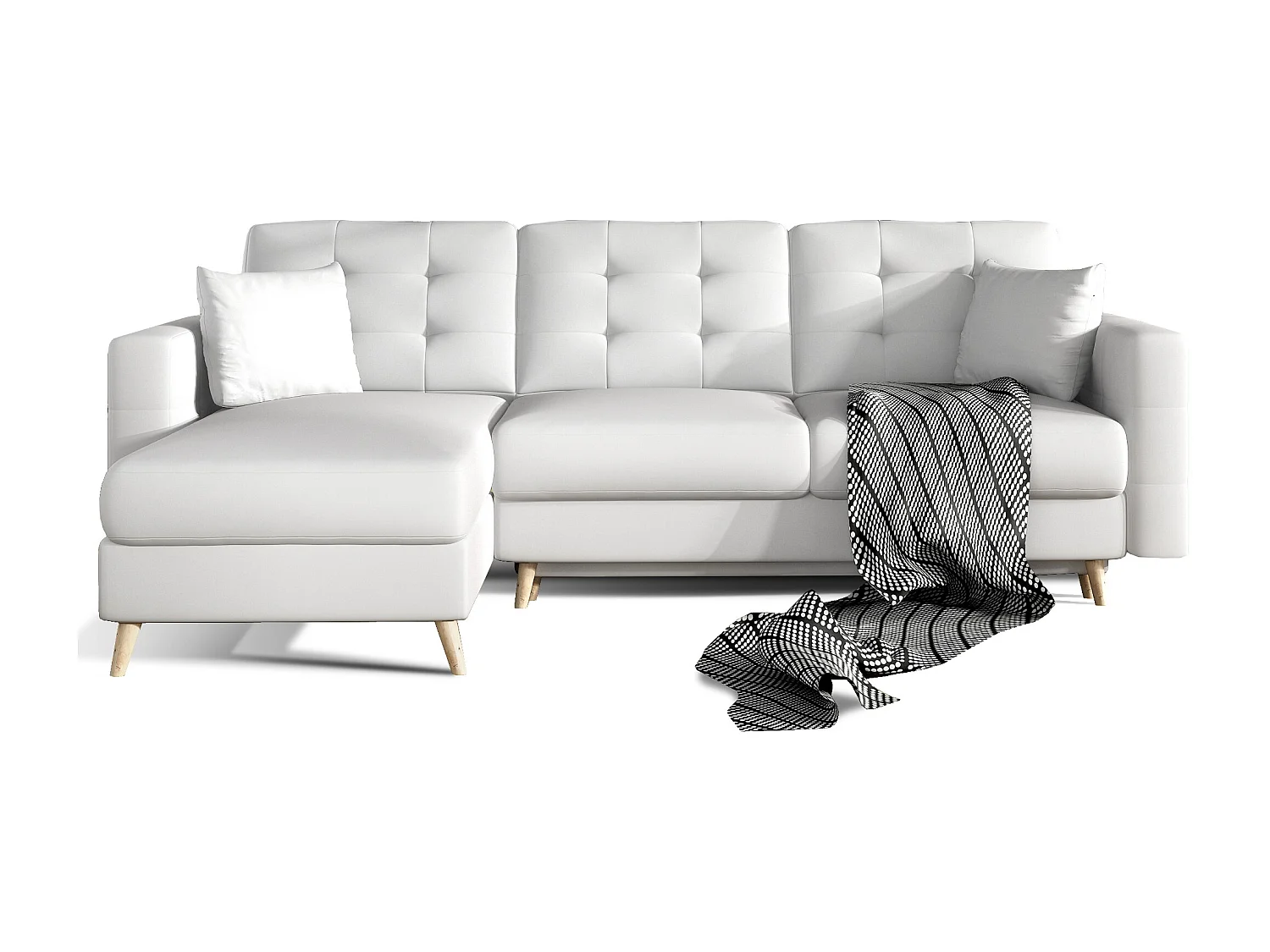 Canapé d'angle réversible et convertible simili cuir blanc Anska 250cm