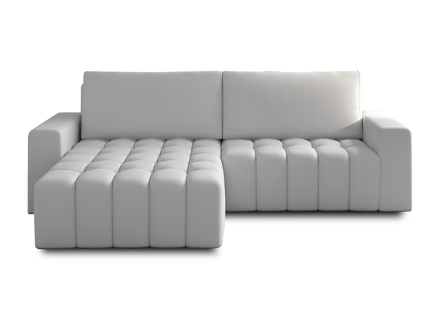 Canapé convertible design simili cuir matelassé blanc angle gauche ...
