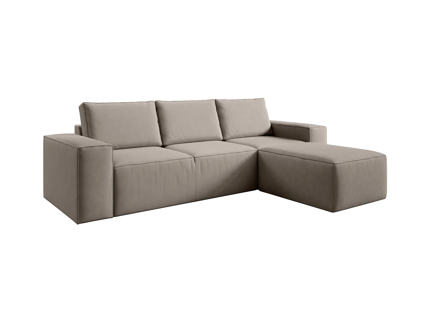 Canapé d'angle droit convertible moderne tissu beige Willace 302cm