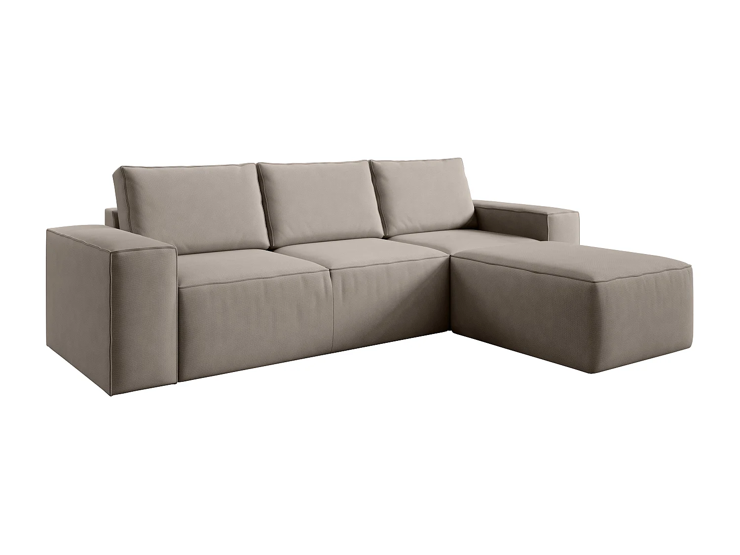Willace moderne converteerbare hoekbank rechts beige stof 302 cm