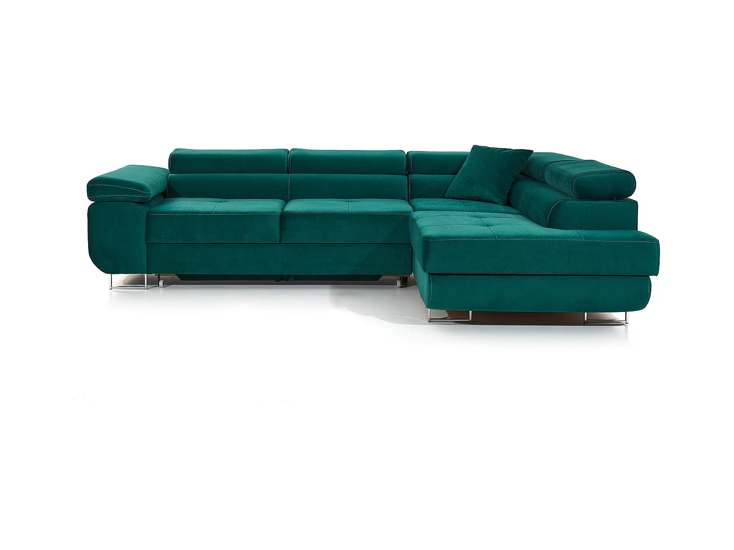 Canapé d'angle droit convertible velours vert sapin Marka 275cm